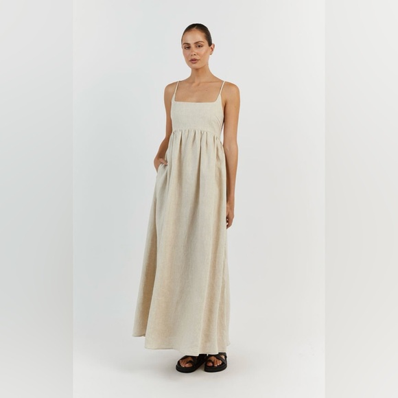 DISSH Dresses & Skirts - DISSH Sunny Natural Linen Midi Dress Size 4